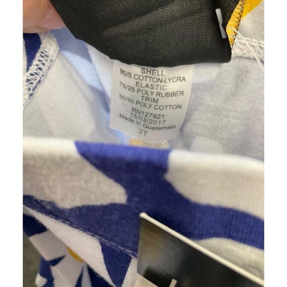 Llum Daisy Print Blue & White Leggings - Stretchy Cotton Blend Size 2T - Picture 7 of 7